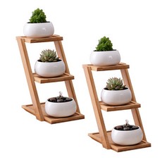 積木超市 陶瓷小型花盆 多肉植物 3層迷你花盆 2入, 混合顏色, 2個