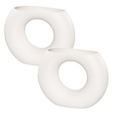 Block Mart室內陶瓷花瓶 2入, 白色的