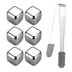 不鏽鋼冰塊 6入 + 鋼夾, 1套