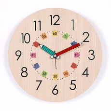 HARU A HOME Dial Rainbow 教育用 兒童 孩童 時鐘學習 靜音掛鐘 LW2004 + AA電池, 混合顏色