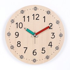 HARU A HOME 簡約圓形 兒童教育用 學習時鐘 靜音壁鐘 LW2006 + AA電池, 混合色