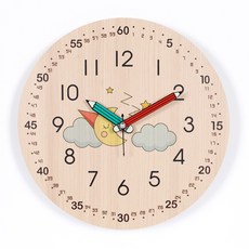 HARU A HOME 沉睡月亮 兒童學習時鐘 靜音掛鐘 LW2013 + AA電池, 混合色