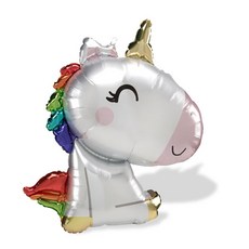 Wow Party Korea 超級造型鋁箔氣球 獨角獸絲綢, 混合顏色, 3個