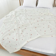 花朵刺繡人造絲夏季薄被, 紅色的