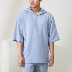 檀君壓紋overfit連帽短袖T卹 LWT084
