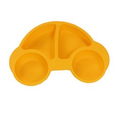Kinder Ville 車車造型矽膠吸盤式餐盤, 黃色