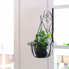 復古壁掛式花盆架, 黑色, 1個