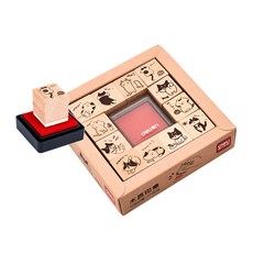 Deli Zapamall 貓木印章 + 墨水套組, 混色, 單色