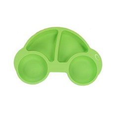 Kinder Ville 車車造型矽膠吸盤式餐盤, 綠色