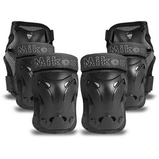 Mikou 兒童運動護具3件組 x 2p + 收納袋組合, 黑色