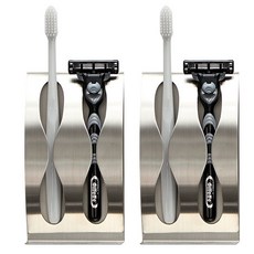 李優雅女士 3M強力黏著飯店式不鏽鋼雙孔牙刷架, 單一顏色, 2個