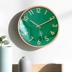 HC 獨特金屬玫瑰金靜音客廳辦公室裝飾壁掛鐘 300 x 50 mm, 綠色