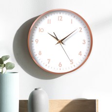 玫瑰金壁掛式無噪音時鐘 L號 280*45mm, 白色的