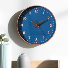 玫瑰金壁掛式無噪音時鐘 L號 280*45mm, 藍灰色