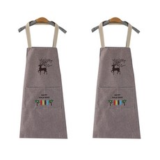 防水Elk廚房圍裙, 棕色的, 2個