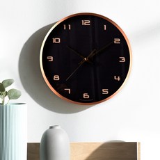 HC 金屬玫瑰金靜音掛鐘 客廳牆面裝飾大型壁掛時鐘 320 x 45 mm, 黑色