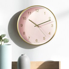 HC 金屬香檳金高級靜音客廳牆面裝飾壁掛鐘 大型 300 x 50 mm, 大理石粉