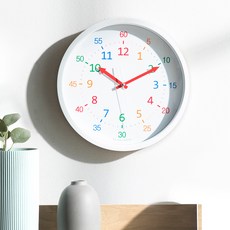 hcclock 300pi 兒童教育用無噪音掛鐘 C型, 白色