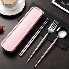 馬卡龍學生便當湯匙叉子餐具組, 粉紅色, 1套