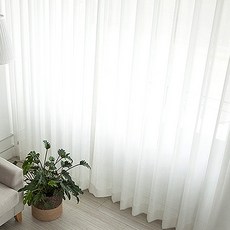 Rose Queen 自然風穿環式窗簾, 白色