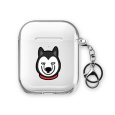 WAVESTUDIO AirPods 1 / 2代 共用透明保護殼 + 掛環組, 單一商品, 小狗 馬拉穆, 1個
