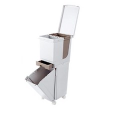 雙層分類回收箱, 淺褐色