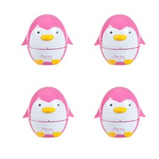 廚房機械式企鵝烹飪計時器, 玫瑰紅, 4個