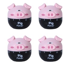 廚房機械式小豬烹飪計時器, 粉色的, 4個