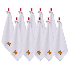 SOFT TOUCH 竹纖維刺繡擦手巾, 狐狸款(白色), 10入