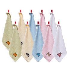 SOFT TOUCH 竹纖維刺繡擦手巾, 混色, 10入