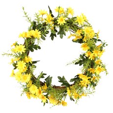 Block Mart 仿真小雛菊圓形壁掛吊飾, 黃色