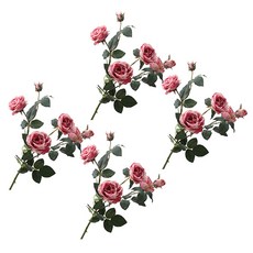 Block Mart 人造花家居裝飾桌玫瑰套組 4p, 玫瑰紅