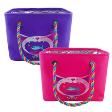 BUBBLYDAY Fish Cat 可瀝水沐浴包 2件組 深粉紅色 + 紫色, 1套, 金粉色,紫色