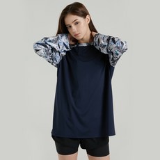 에이치머스 여성용 타히티 오버핏 래쉬가드 긴팔 티셔츠, 혼합색상