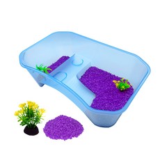 NOMOY PET 烏龜多功能屋地板水族箱套裝 NX-11, 水族箱(藍色), 彩色石(紫色)