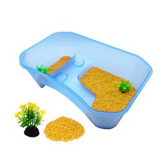 NOMOY PET 烏龜多功能屋地板水族箱套裝 NX-11, 水族箱(藍色), 彩色石(黃色)