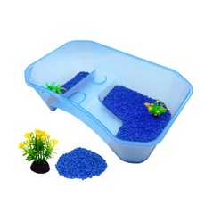 NOMOY PET 烏龜多功能屋地板水族箱套裝 NX-11, 水族箱(藍色), 彩色石(藍色)