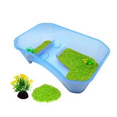 NOMOY PET 烏龜多功能屋地板水族箱套裝 NX-11, 水族箱(藍色), 彩色石(淺綠色)