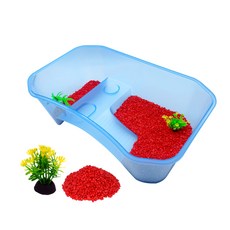 NOMOY PET Turtle 多功能地板水箱套組 NX-11, 水箱（藍色）、彩石（紅色）