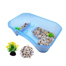 NOMOY PET 烏龜多功能屋地板水族箱套裝, 水族箱(藍色), 彩色石(五色沙)