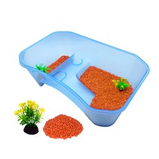 NOMOY PET Turtle 多功能地板水箱套組 NX-11, 水族箱（藍色）、彩石（橙色）