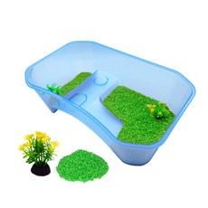 NOMOY PET Turtle 多功能地板水箱套組 NX-11, 水箱（藍色）、彩石（綠色）
