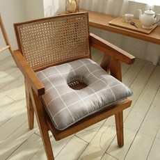 格紋印花甜甜圈坐墊, 灰色