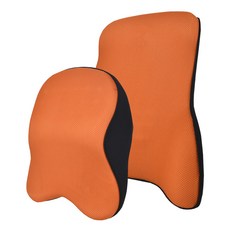 Sam S 7度 記憶棉汽車頸枕 I-602MS + 腰枕 I-608MS 套組, 橘色