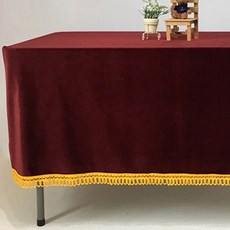 Logo&Table 天鵝絨流蘇桌布 U型, 酒紅色, 280 x 160 cm