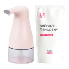 Atthome自動給皂機 400ml+洗手乳 粉香 補充包 350ml, 粉色的, 1套