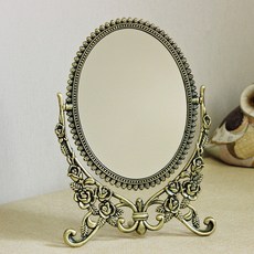 微笑玫瑰三角雙面桌鏡 大, 黃銅