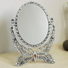 스마일 나비삼각 양면 탁상거울 대, 주석