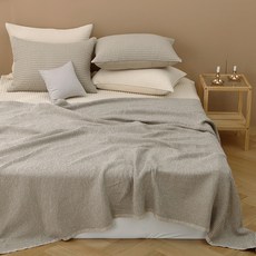 taccatacca 素色莫代爾棉華夫格紋薄被, 米灰色