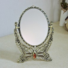 스마일 나비삼각 양면 탁상거울 중, 신주